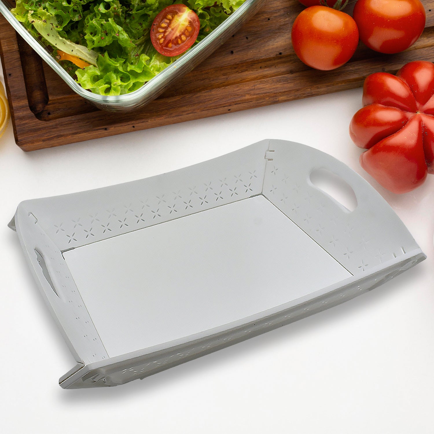 10018 Foldable Serving Tray Plastic Serving Tray With Handle Serving Tray For Food, Kitchen, Outdoors, Restaurants (1 Pc) 10018 Foldable Serving Tray Plastic Serving Tray With Handle Serving Tray For Food, Kitchen, Outdoors, Restaurants (1 Pc)